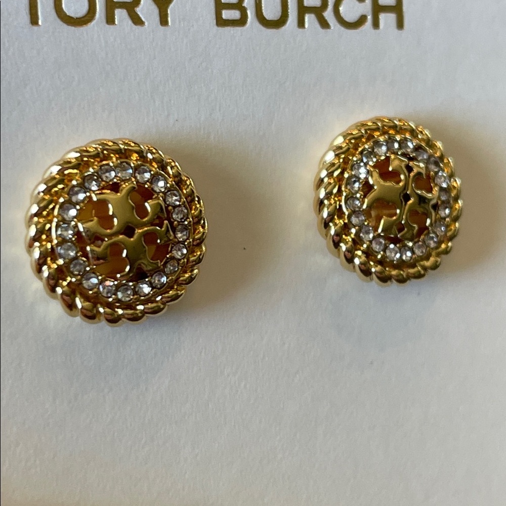 Tory Burch Rope Crystals Stud Earrings NEW